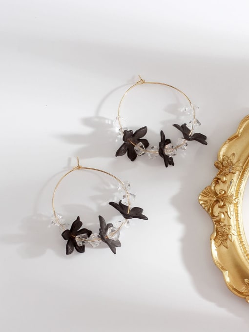 black Copper Minimalist  Acrylic Flowers Stud Trend Korean Fashion Earring