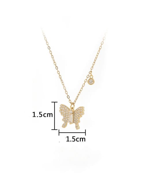YOUH Brass Cubic Zirconia Butterfly Dainty Necklace 2