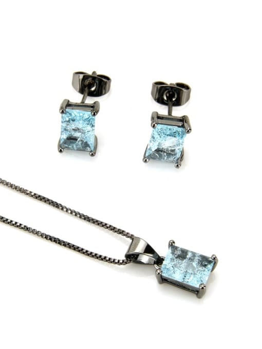 renchi Brass Rectangle Cubic Zirconia Earring and Necklace Set 4