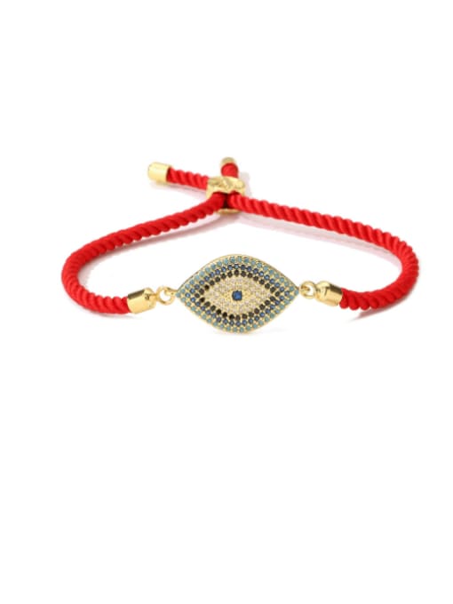 31310 Brass Cubic Zirconia Evil Eye Hip Hop Handmade Weave Bracelet