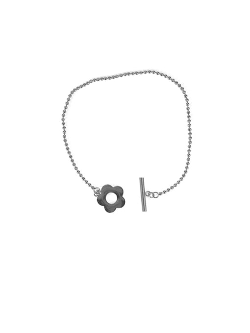 Steel Bracelet Titanium Steel Flower Minimalist Beaded Necklace