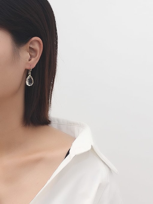 HYACINTH Copper Glass stone Water Drop Minimalist Hook Trend Korean Fashion Earring 2