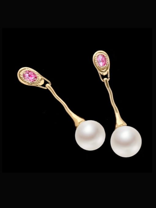SUUTO Brass Imitation Pearl Geometric Minimalist Drop Earring