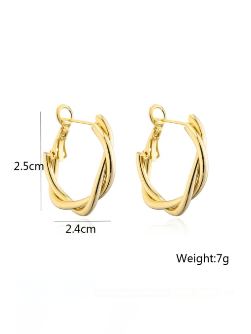 AOG Brass Twist Hollow Geometric Minimalist Huggie Earring 3