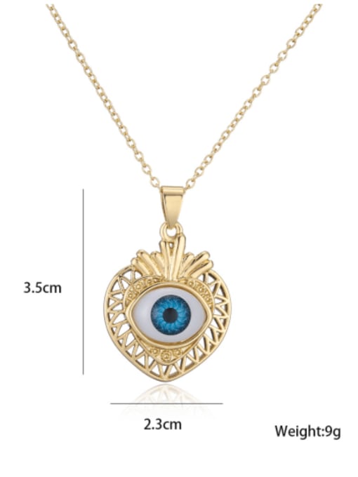 AOG Brass Rhinestone Enamel Evil Eye Vintage Heart Pendant Necklace 2