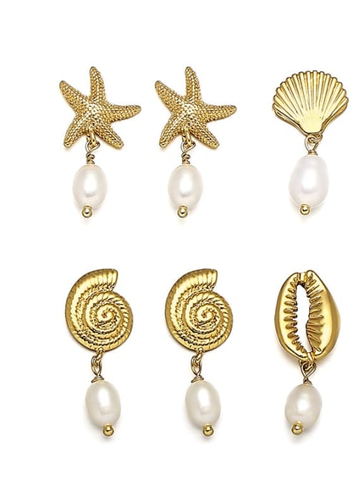 ACCA Brass Imitation Pearl Geometric Vintage Drop Earring 3