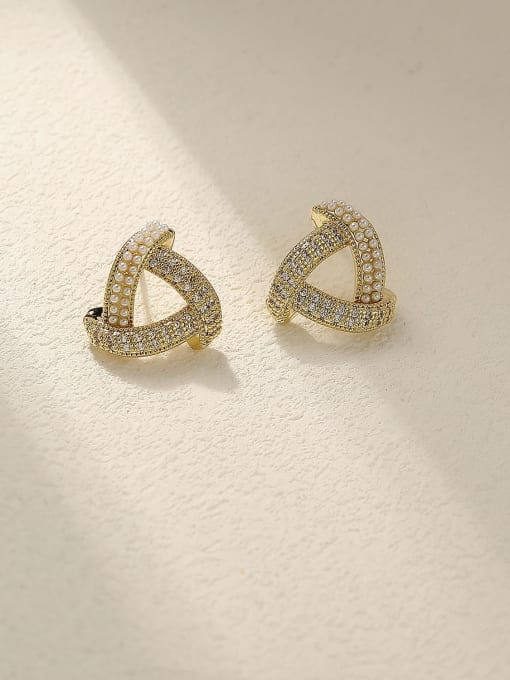 HYACINTH Brass Cubic Zirconia Triangle Minimalist Stud Trend Korean Fashion Earring 3