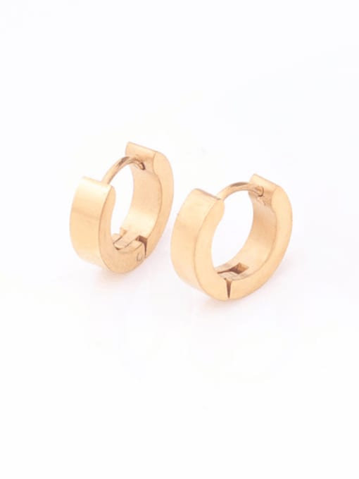 golden Stainless steel  Smooth Geometric Minimalist Huggie Earring
