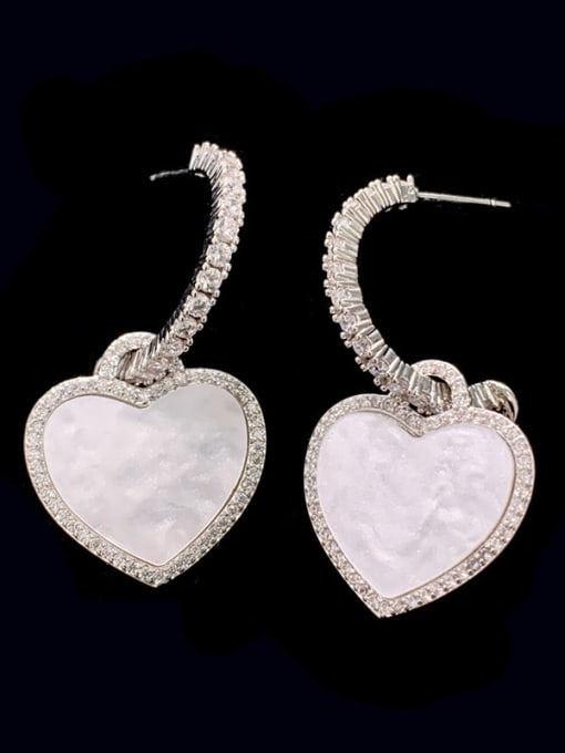 SUUTO Brass Cubic Zirconia Heart Dainty Drop Earring 1