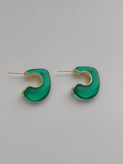 ZRUI Brass Acrylic Geometric Minimalist Stud Earring 2