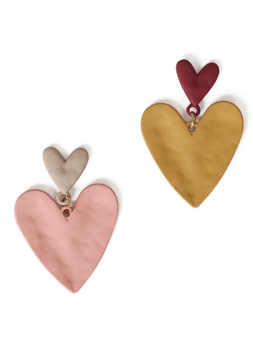 Five Color Alloy Enamel Heart Cute Drop Earring 0