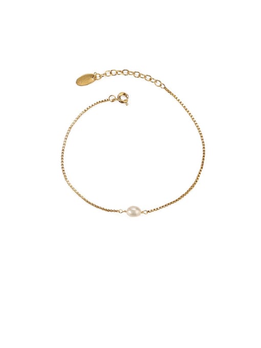 Gold Bracelet Brass Freshwater Pearl Locket Minimalist Necklace