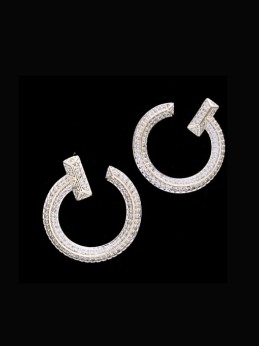 SUUTO Brass Cubic Zirconia Geometric Luxury Cluster Earring