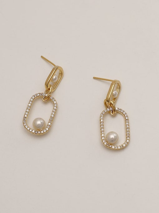 HYACINTH Brass Cubic Zirconia Geometric Minimalist Drop Trend Korean Fashion Earring 1