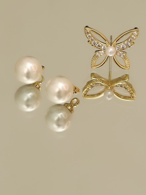 HYACINTH Copper Imitation Pearl Butterfly Minimalist Stud Trend Korean Fashion Earring 1