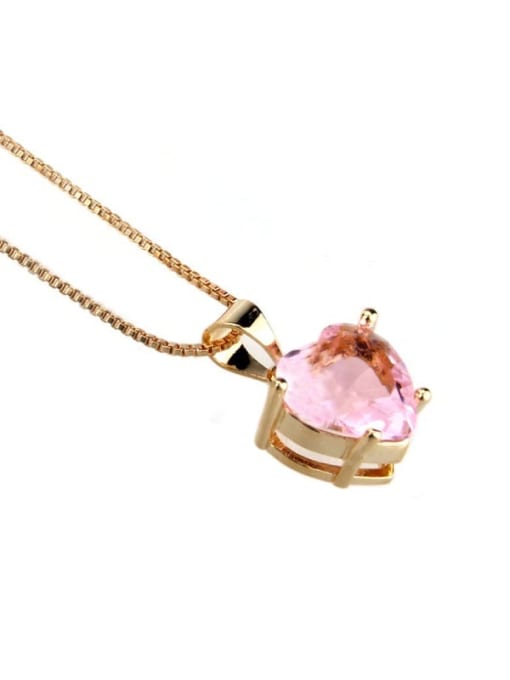 Gold Plated Pink Brass Cubic Zirconia Dainty Heart  Earring and Necklace Set