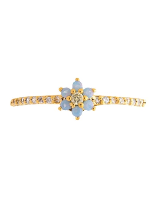 7 Brass Cubic Zirconia Flower Trend Band Ring