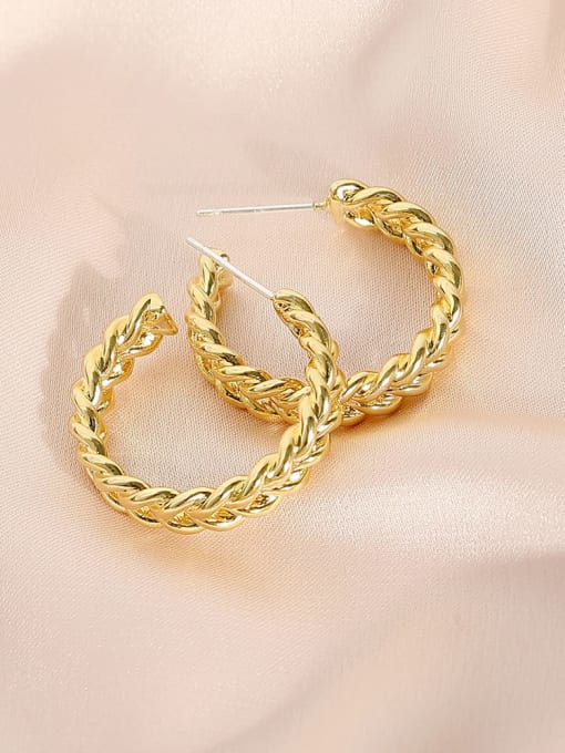 HYACINTH Brass Geometric Vintage Hoop Earring 0