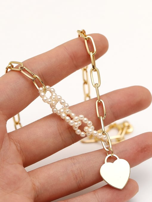 HYACINTH Brass Imitation Pearl Heart Minimalist Trend Korean Fashion Necklace 2