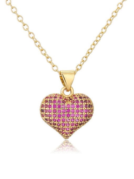 22085 Brass Cubic Zirconia Heart Hip Hop Necklace
