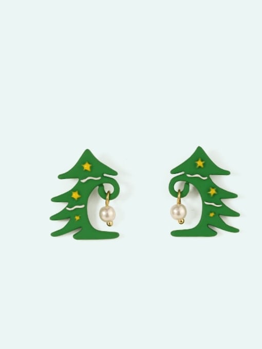 Five Color Alloy Enamel Bowknot Cute Christmas   Stud Earring 2