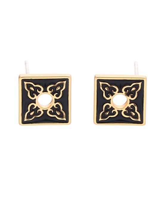 Model  15 Brass Enamel Geometric Ethnic Stud Earring