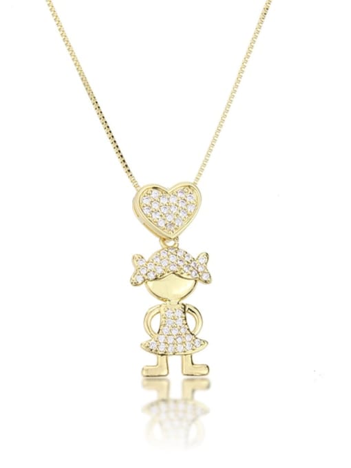 renchi Brass Cubic Zirconia  Cute Girl Pendant Necklace 0