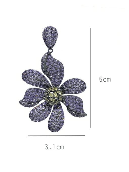 SUUTO Brass Cubic Zirconia Multi Color Flower Luxury Cluster Earring 2