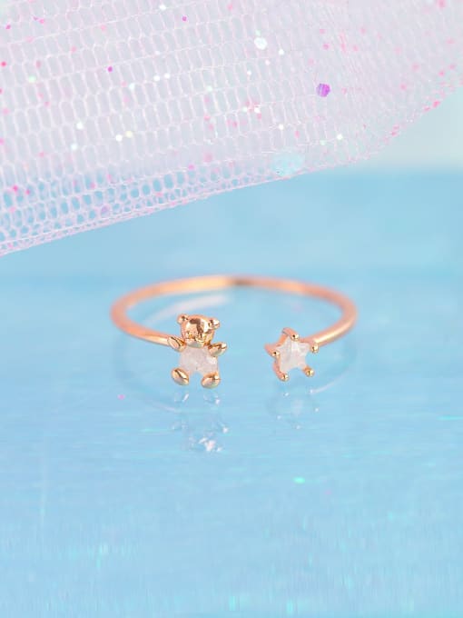 COLSW Brass Opal Bear Cute Band Ring