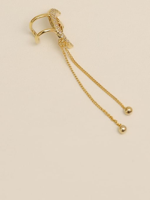 HYACINTH Brass Cubic Zirconia Tassel Vintage Clip Trend Korean Fashion Earring 2