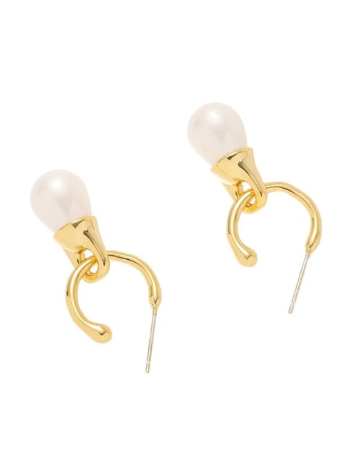 Five Color Brass Imitation Pearl Water Drop Minimalist Drop Earring 2