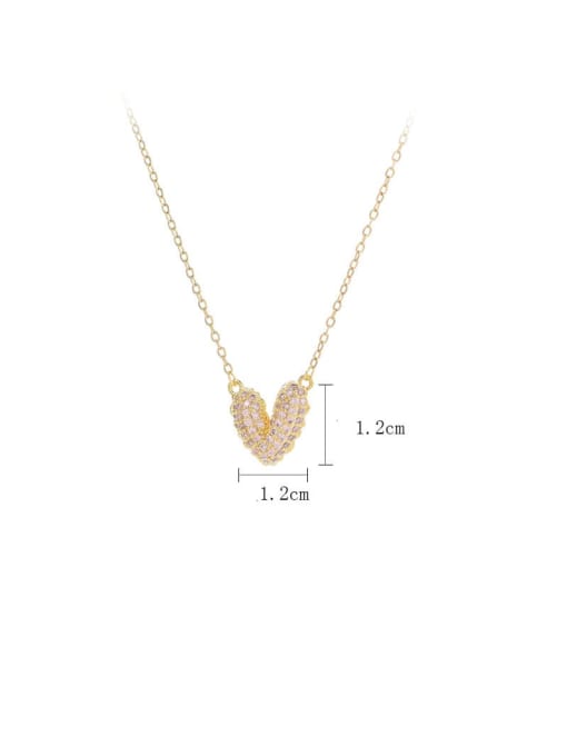 Gold XL62417 Brass Cubic Zirconia Heart Dainty Necklace