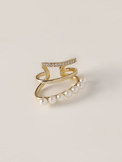 HYACINTH Brass Imitation Pearl Geometric Vintage Clip Trend Korean Fashion Earring 0