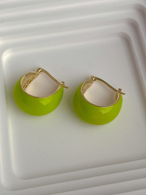 Turquoise Oil Dropping Earrings Brass Enamel Geometric Minimalist Earring