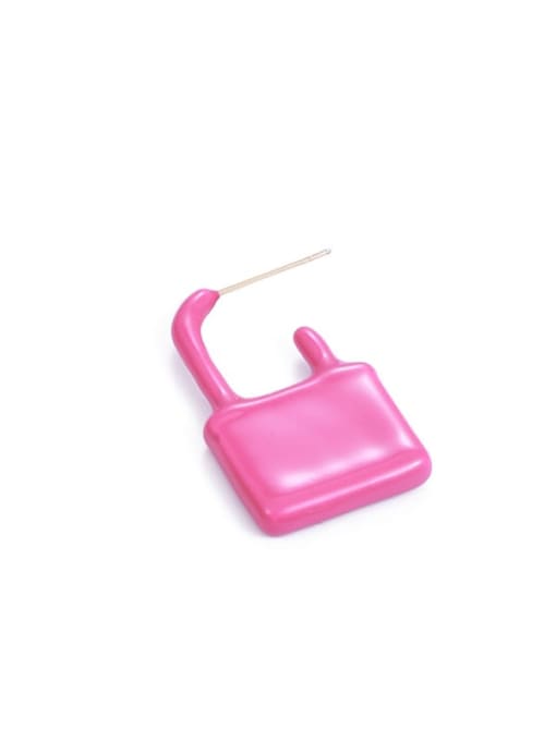 Pink single Brass Multi Color Enamel Locket Hip Hop Huggie Earring