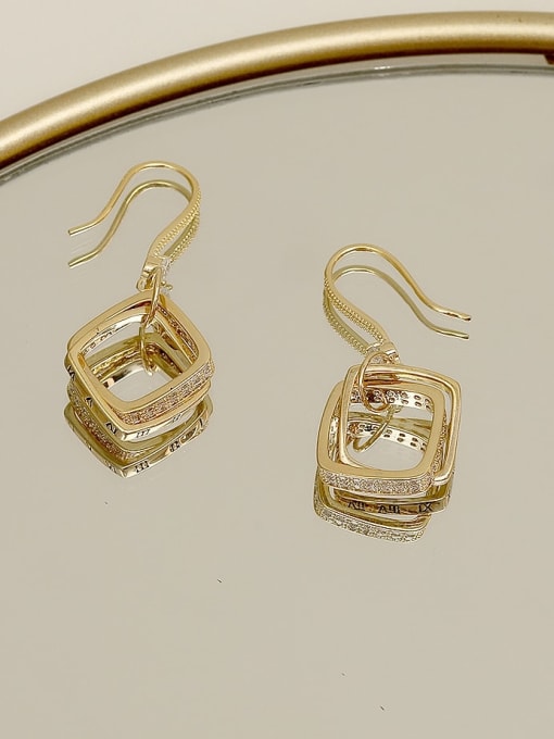 14k gold Copper Cubic Zirconia Geometric Minimalist Hook Trend Korean Fashion Earring