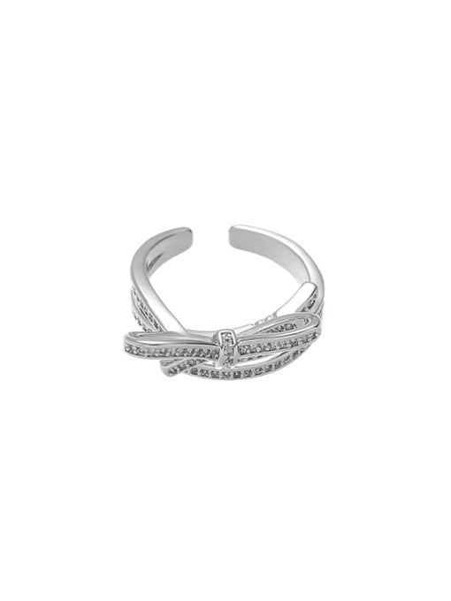 Style 3 Steel Brass Cubic Zirconia Bowknot Minimalist Band Ring