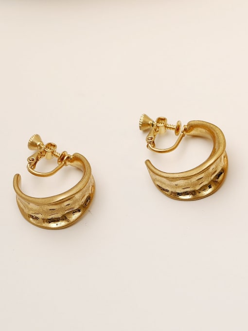 HYACINTH Brass Irregular Vintage Clip Trend Korean Fashion Earring 0