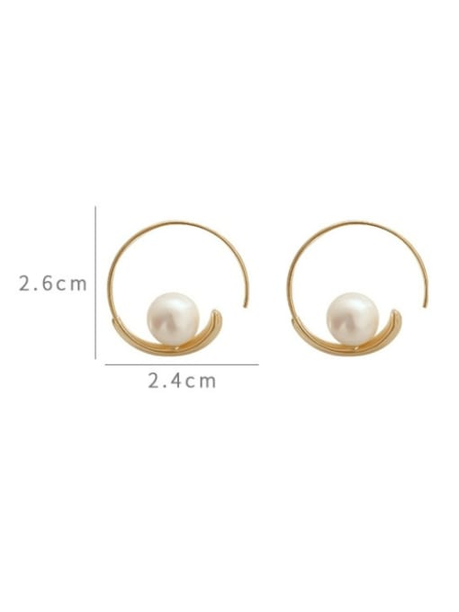 YOUH Brass Imitation Pearl Geometric Minimalist Hook Earring 3
