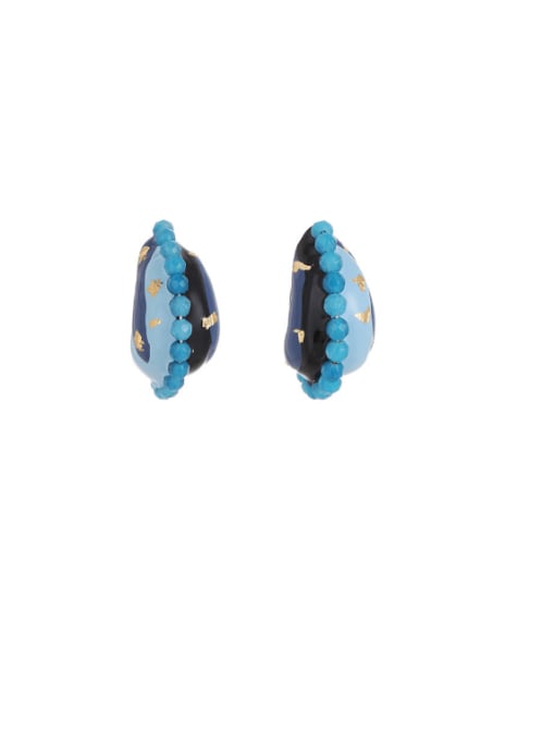 Five Color Brass Enamel Moon Cute Stud Earring 0
