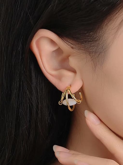 Five Color Brass Shell Irregular Minimalist Stud Earring 1