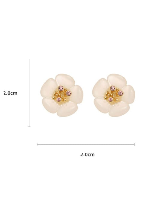 Five Color Brass Resin Flower Cute Stud Earring 2