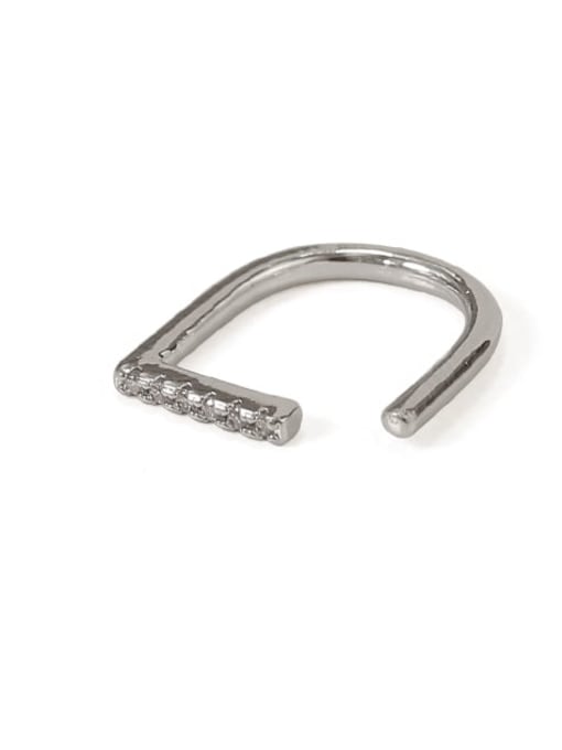 Silver U-shaped Brass Irregular Geometric Minimalist Single Earring