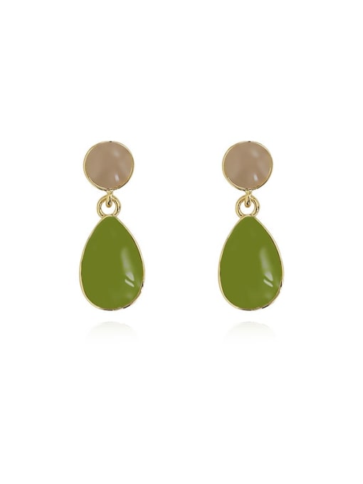 Butter green Copper Enamel Water Drop Minimalist Drop Trend Korean Fashion Earring