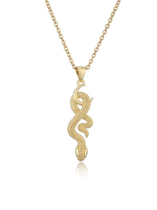 20563 Brass Vintage Snake Pendant Necklace