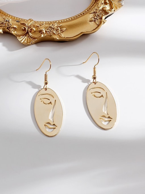 gold Copper Ethnic Minimalist face abstract Hook Trend Korean Fashion Earring