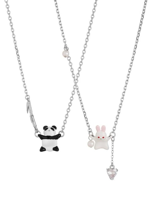 Five Color Brass Enamel Rabbit Cute Necklace 0