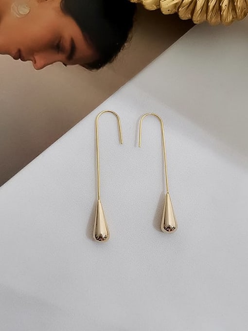 14K  gold small Copper Water Drop Minimalist Hook Trend Korean Fashion Earring