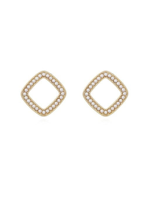 14K gold Copper Cubic Zirconia Geometric Minimalist Stud Trend Korean Fashion Earring