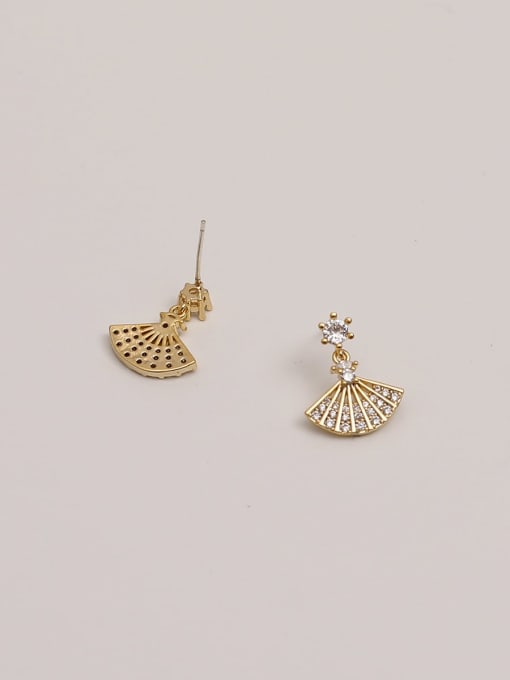 HYACINTH Brass Cubic Zirconia Geometric Minimalist Scalloped  Drop Trend Korean Fashion Earring 2